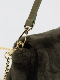 Konstantin Starke – Schultertasche aus Kunstfell Dunkeloliv