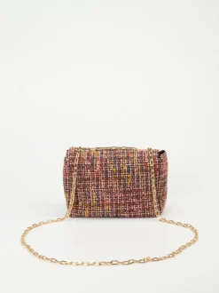 Konstantin Starke – Schultertasche aus Bouclé-Stoff bordeauxrot