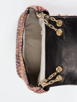 Konstantin Starke – Schultertasche aus Bouclé-Stoff bordeauxrot