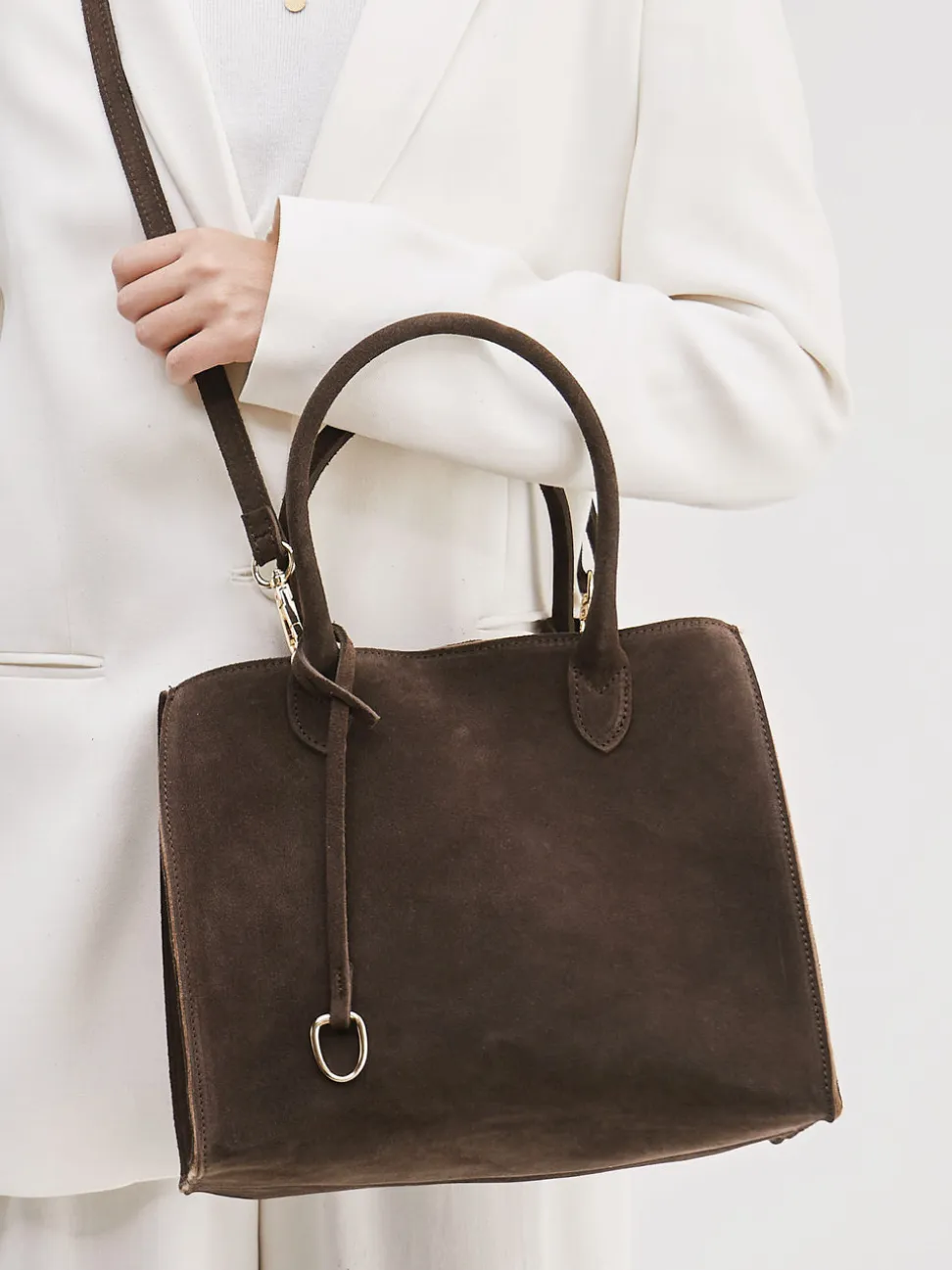 Konstantin Starke – Shopper aus Veloursleder Dunkelbraun