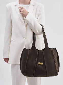 Konstantin Starke – Shopper aus Veloursleder Dunkelbraun