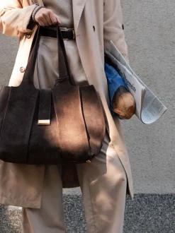 Konstantin Starke – Shopper aus Veloursleder Dunkelbraun
