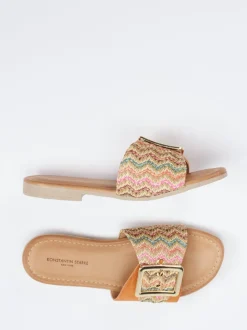 Konstantin Starke – Slides aus Veloursleder cognac-multicolor