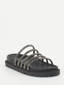 Konstantin Starke – Slides aus Metallic mit Strass