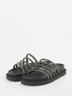 Konstantin Starke – Slides aus Metallic mit Strass
