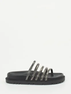 Konstantin Starke – Slides aus Metallic mit Strass