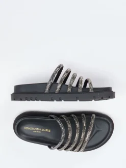 Konstantin Starke – Slides aus Metallic mit Strass