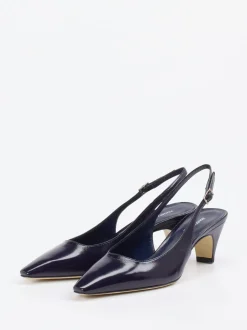 Konstantin Starke – Slingback-Pumps aus Lackleder Nachtblau