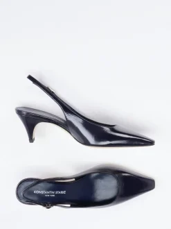 Konstantin Starke – Slingback-Pumps aus Lackleder Nachtblau