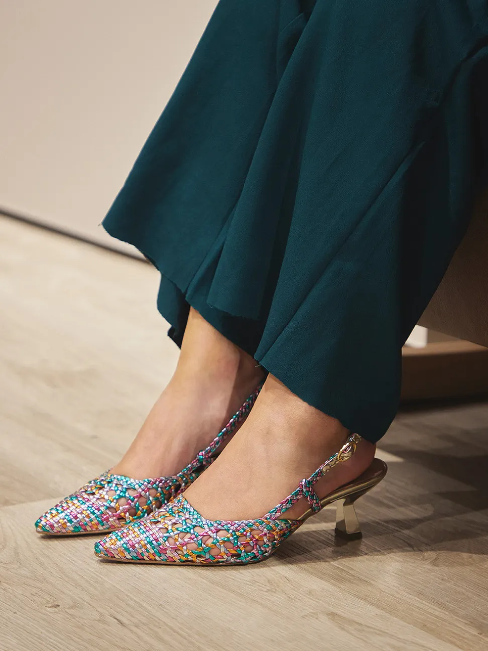 Konstantin Starke – Slingback-Pumps aus Lammleder multicolor