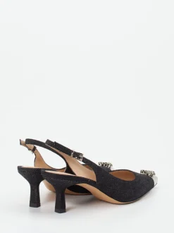 Konstantin Starke – Slingback-Pumps aus Glitzertextil Schwarz