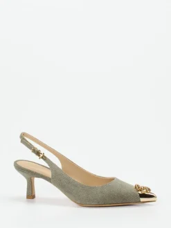 Konstantin Starke – Slingback-Pumps aus Textil Salbeigrün