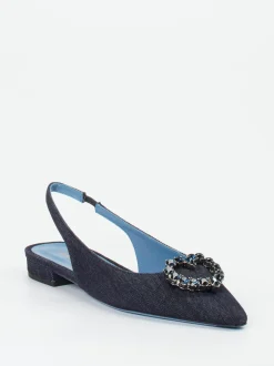 Konstantin Starke – Slingback-Ballerinas aus Textil Denim-Optik