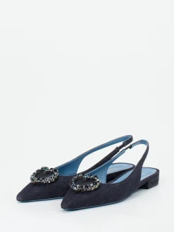 Konstantin Starke – Slingback-Ballerinas aus Textil Denim-Optik
