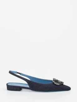 Konstantin Starke – Slingback-Ballerinas aus Textil Denim-Optik