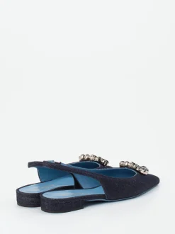 Konstantin Starke – Slingback-Ballerinas aus Textil Denim-Optik