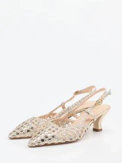 Konstantin Starke – Slingback-Pumps aus Flechtleder Gold