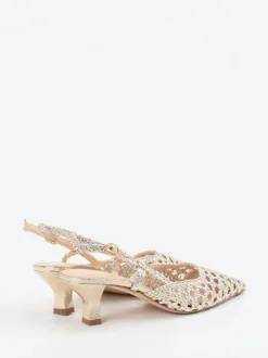Konstantin Starke – Slingback-Pumps aus Flechtleder Gold