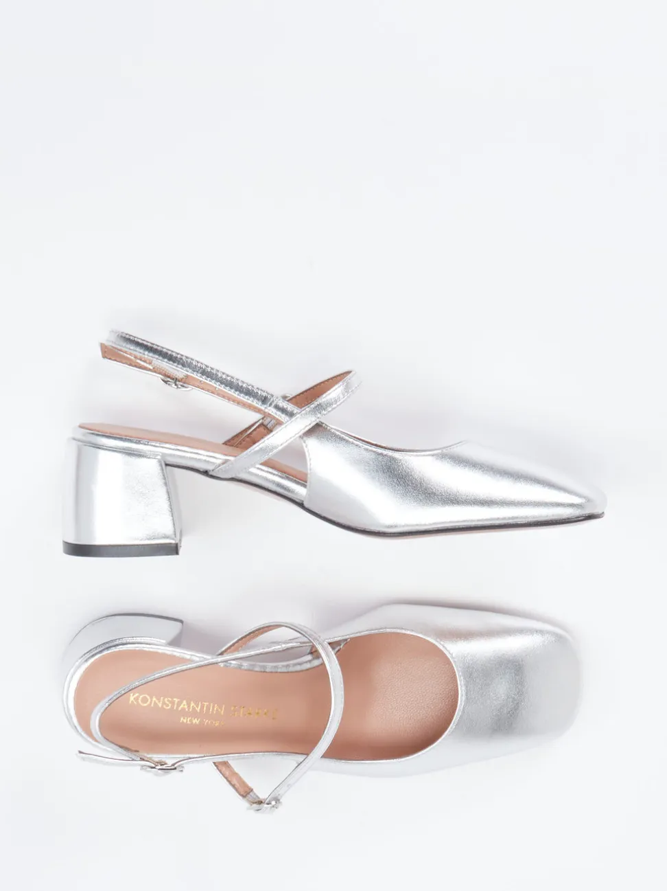 Konstantin Starke – Slingback-Pumps aus Metallicleder silber