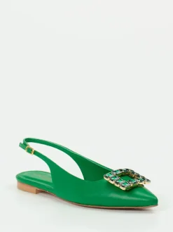 Konstantin Starke – Slingback-Ballerina aus Lammleder smaragdgrün