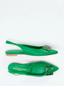 Konstantin Starke – Slingback-Ballerina aus Lammleder smaragdgrün
