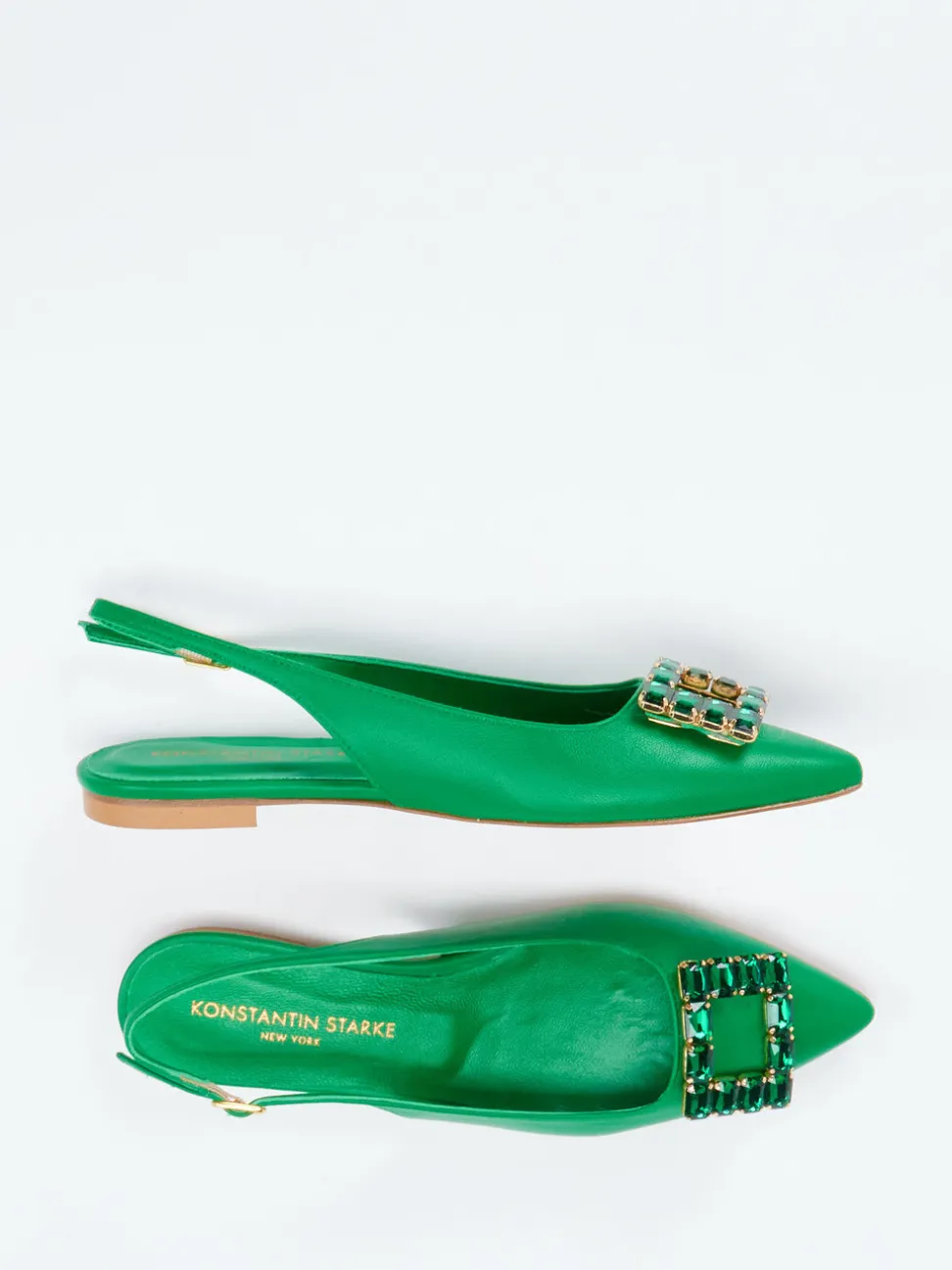 Konstantin Starke – Slingback-Ballerina aus Lammleder smaragdgrün