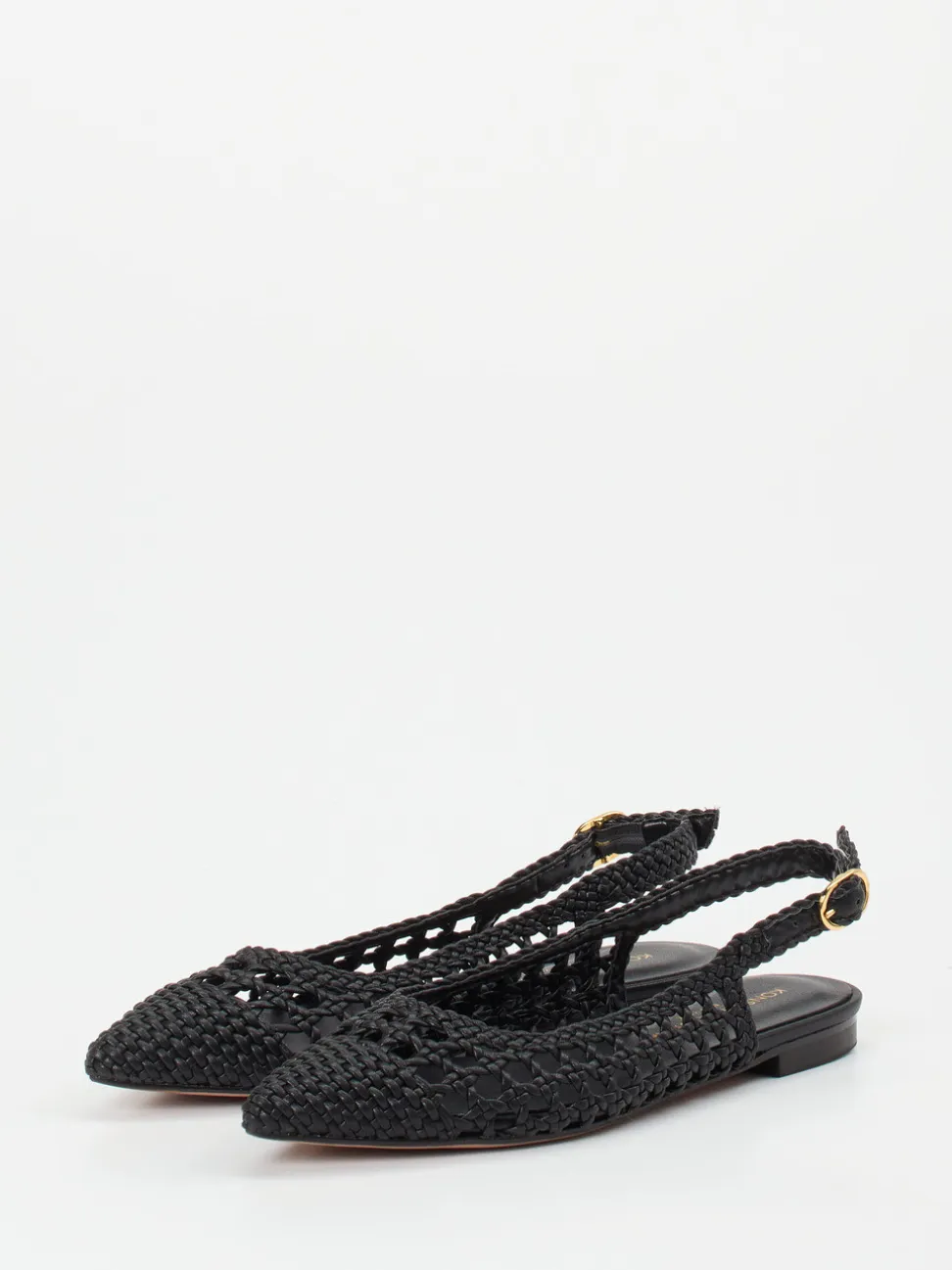 Konstantin Starke – Slingback-Ballerinas aus Flechtleder schwarz