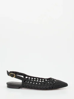 Konstantin Starke – Slingback-Ballerinas aus Flechtleder schwarz
