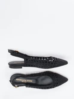 Konstantin Starke – Slingback-Ballerinas aus Flechtleder schwarz