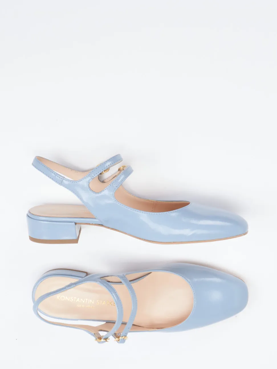 Konstantin Starke – Slingback-Pumps aus Lackleder Pastellblau