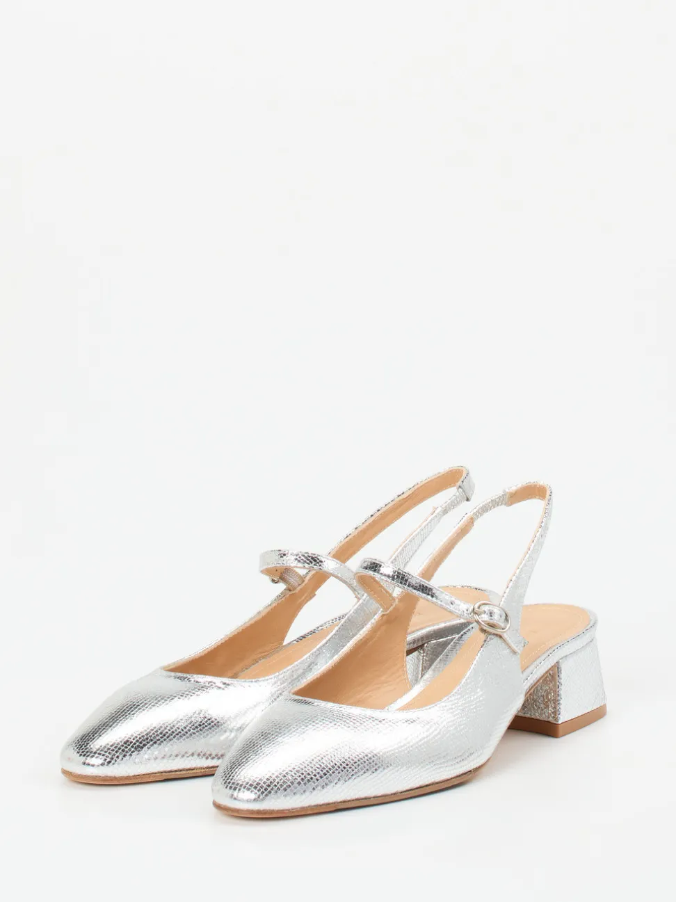 Konstantin Starke – Slingback-Pumps aus Metallicleder silber