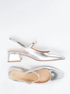 Konstantin Starke – Slingback-Pumps aus Metallicleder silber