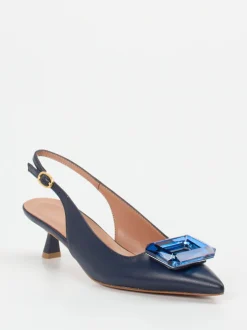 Konstantin Starke – Slingback-Pumps aus Lammleder Dunkelblau