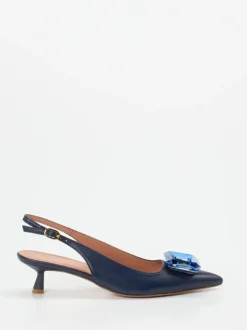Konstantin Starke – Slingback-Pumps aus Lammleder Dunkelblau