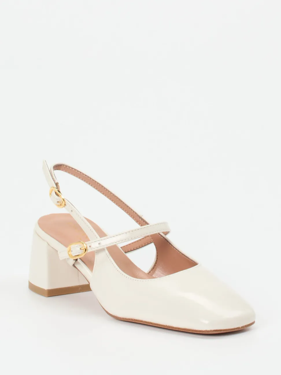 Konstantin Starke – Slingback-Pumps aus Lackleder cremeweiß