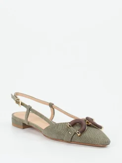 Konstantin Starke – Slingback-Ballerinas aus Textil olivgrün