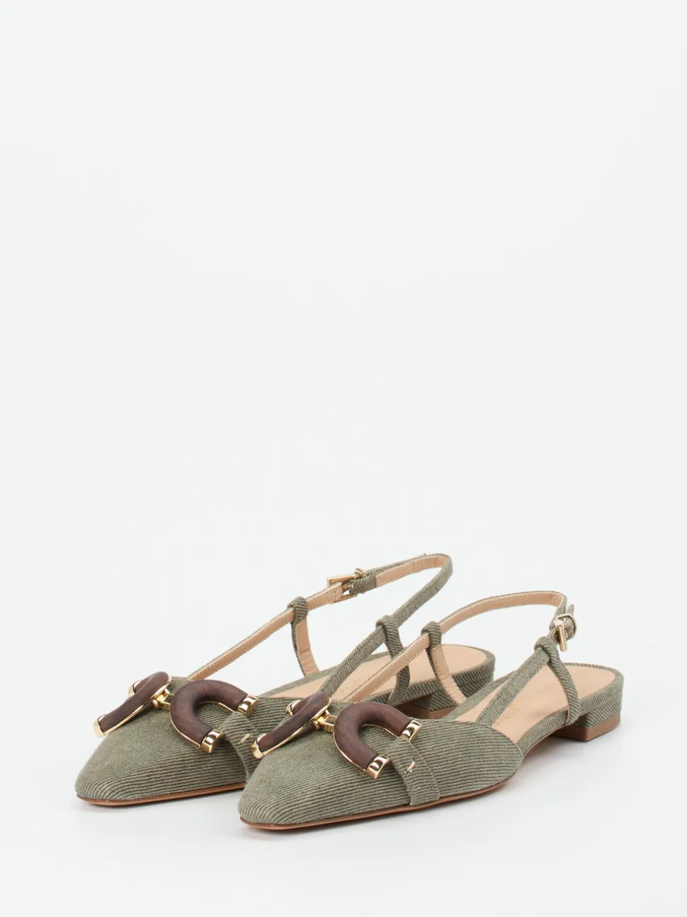 Konstantin Starke – Slingback-Ballerinas aus Textil olivgrün