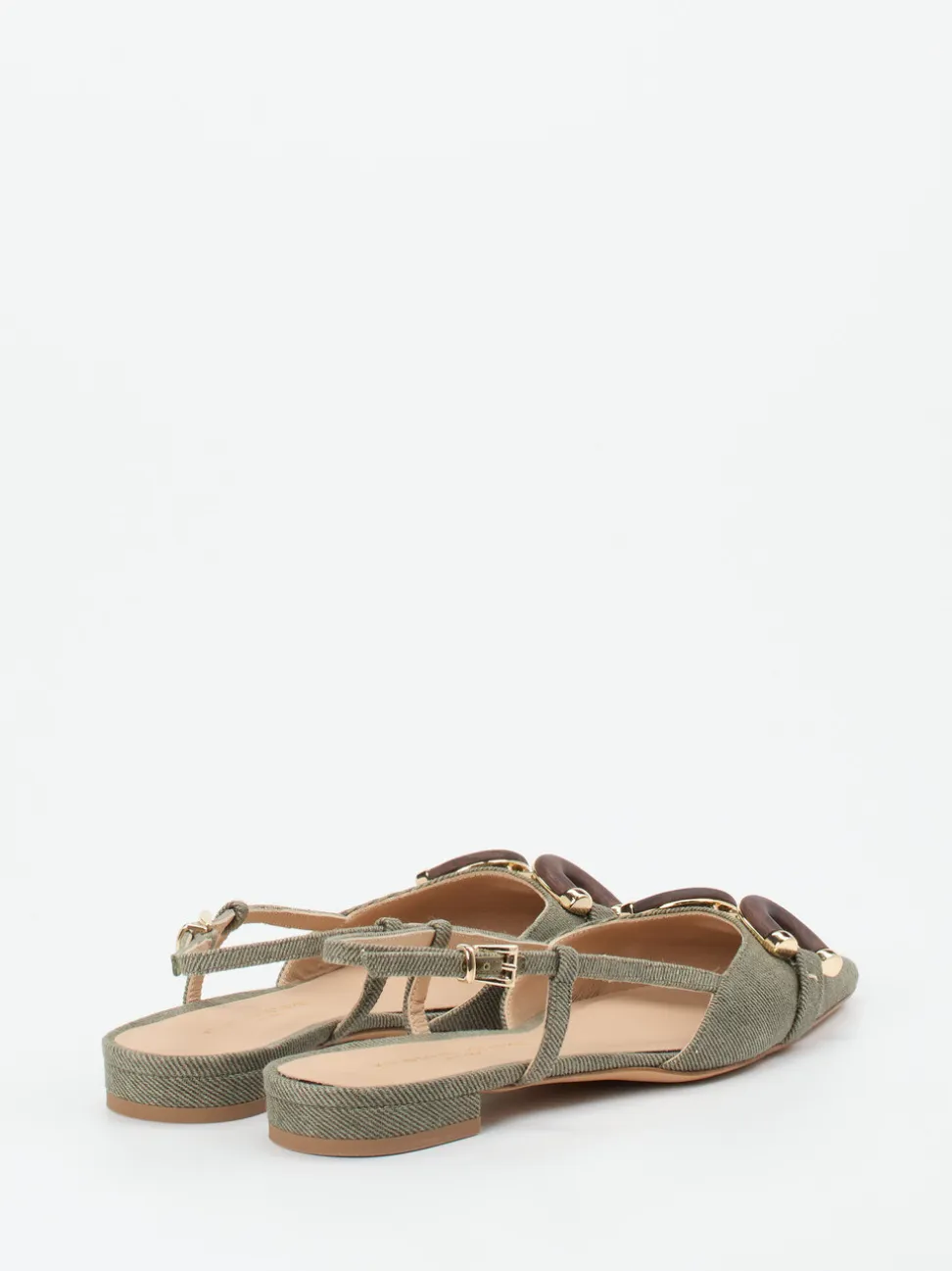 Konstantin Starke – Slingback-Ballerinas aus Textil olivgrün