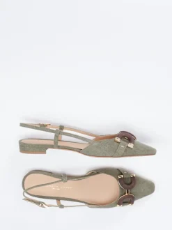 Konstantin Starke – Slingback-Ballerinas aus Textil olivgrün