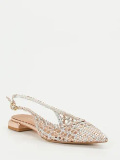 Konstantin Starke – Slingback-Ballerinas aus Flechtleder Roségold