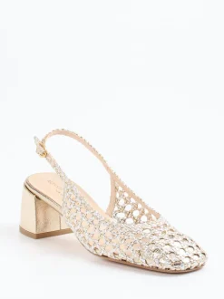 Konstantin Starke – Slingback-Pumps aus Flechtleder Gold