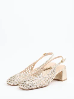 Konstantin Starke – Slingback-Pumps aus Flechtleder Gold