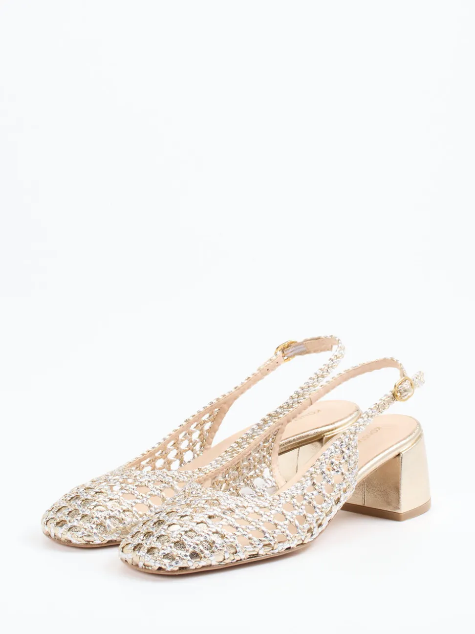 Konstantin Starke – Slingback-Pumps aus Flechtleder Gold