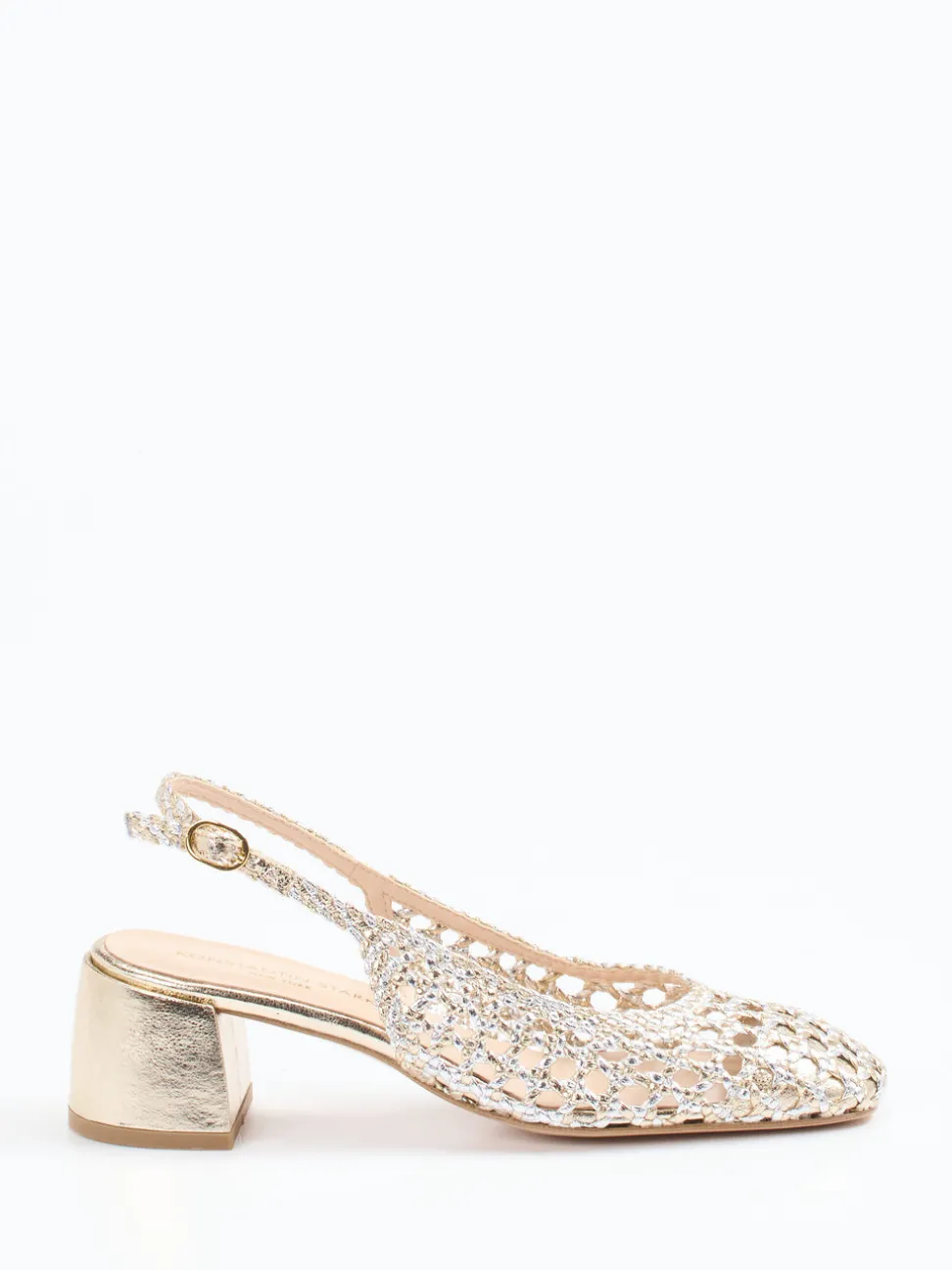 Konstantin Starke – Slingback-Pumps aus Flechtleder Gold