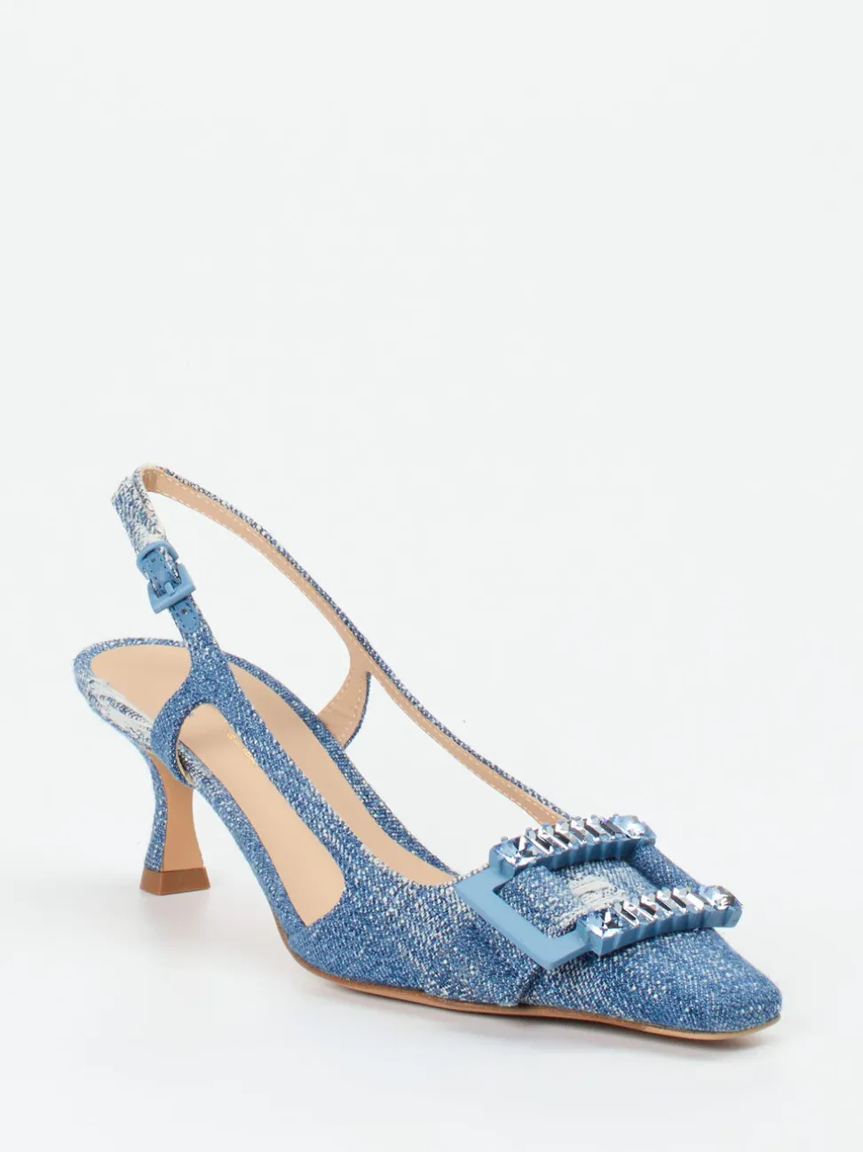 Konstantin Starke – Slingback-Pumps aus Textil in Denim-Optik