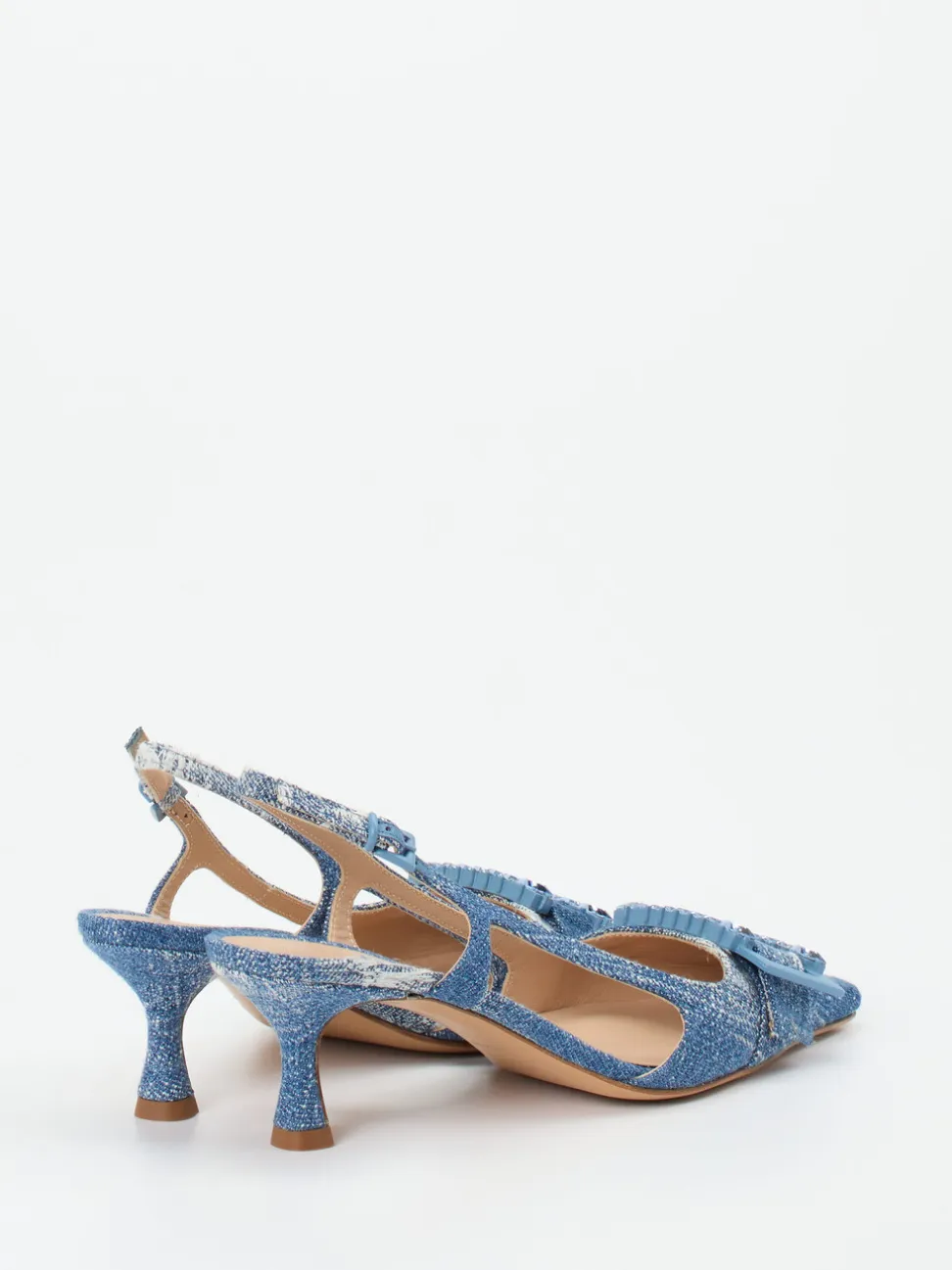 Konstantin Starke – Slingback-Pumps aus Textil in Denim-Optik