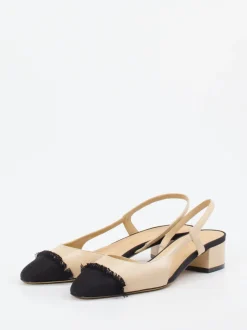 Konstantin Starke – Slingbacks aus Lammleder beige-schwarz