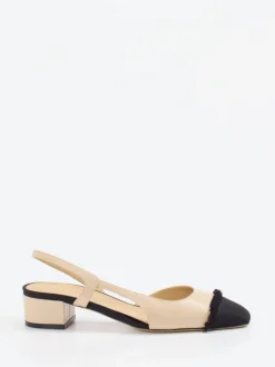 Konstantin Starke – Slingbacks aus Lammleder beige-schwarz