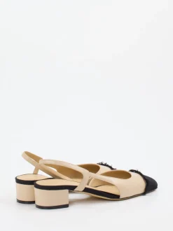 Konstantin Starke – Slingbacks aus Lammleder beige-schwarz