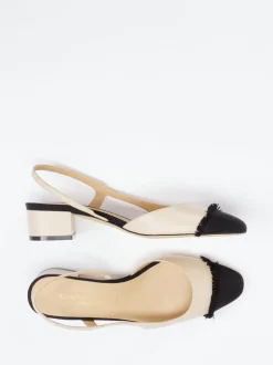 Konstantin Starke – Slingbacks aus Lammleder beige-schwarz